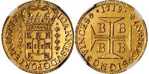 4000 Reis Brasile Oro Giovanni V del Portogallo (1689-1750)