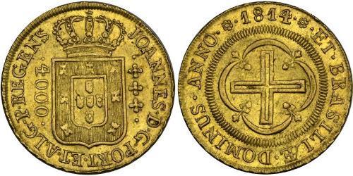 4000 Reis Brasile Oro Giovanni VI del Portogallo (1767-1826)