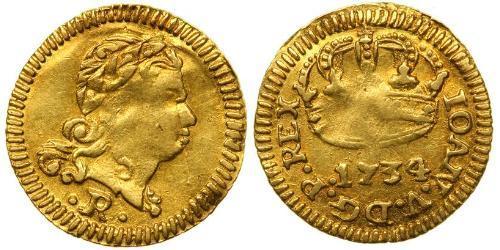 400 Reis Brasilien Gold Johann V. von Portugal (1689-1750)