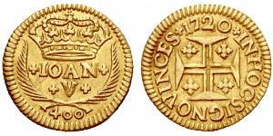 400 Reis Regno del Portogallo (1139-1910) Oro Giovanni V del Portogallo (1689-1750)