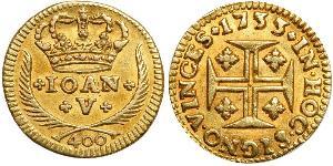 400 Reis Regno del Portogallo (1139-1910) Oro Giovanni V del Portogallo (1689-1750)