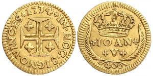 400 Reis Reino de Portugal (1139-1910) Oro Juan V de Portugal (1689-1750)