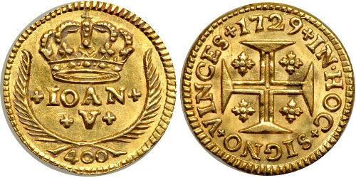 400 Reis 葡萄牙王國 (1139 - 1910) 金 若昂五世 (1689 - 1750)