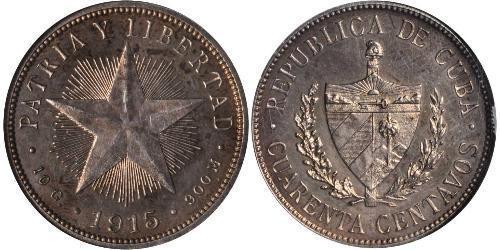 40 Centavo Cuba (1898 - ) Argento 