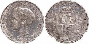 40 Centavo Puerto Rico Silber Alfonso XIII of Spain (1886 - 1941)