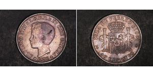 40 Centavo Puerto Rico (1898 - ) Silver Alfonso XIII of Spain (1886 - 1941)