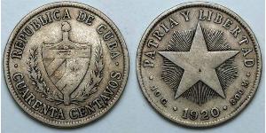 40 Centavo Cuba (1898 - ) 銀 
