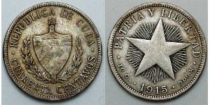 40 Centavo Cuba (1898 - ) 銀 