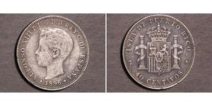 40 Centavo 波多黎各 銀 阿方索十三世 (1886 - 1941)