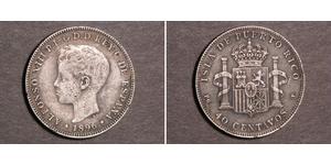 40 Centavo 波多黎各 銀 阿方索十三世 (1886 - 1941)