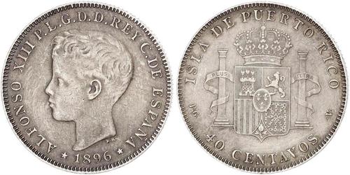 40 Centavo 波多黎各 銀 阿方索十三世 (1886 - 1941)
