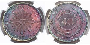 40 Centesimo Uruguay (1825 - ) Copper 