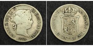 40 Centimo Spanien Argent Isabella II of Spain (1830- 1904)