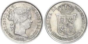 40 Centimo Spanien Argent Isabella II of Spain (1830- 1904)