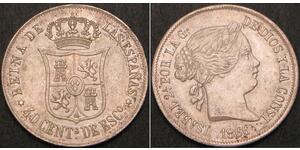 40 Centimo Spanien Argent Isabella II of Spain (1830- 1904)
