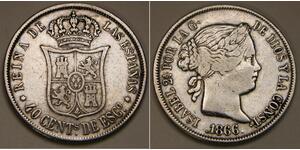 40 Centimo Spain Silver Isabella II of Spain (1830- 1904)