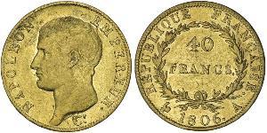 40 Franc Erstes Kaiserreich (1804-1814) Gold Napoleon Bonaparte(1769 - 1821)