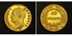 40 Franc Erstes Kaiserreich (1804-1814) Gold Napoleon Bonaparte(1769 - 1821)