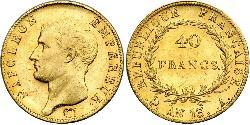 40 Franc First French Empire (1804-1814) Gold Napoleon (1769 - 1821)