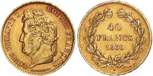 40 Franc July Monarchy (1830-1848) Gold Louis Philippe I of France (1773 -1850)