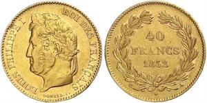 40 Franc July Monarchy (1830-1848) Gold Louis Philippe I of France (1773 -1850)
