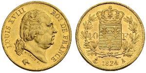40 Franc Kingdom of France (1815-1830) Gold Ludwig XVIII (1755-1824)