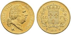 40 Franc Kingdom of France (1815-1830) Or Louis XVIII de France  (1755-1824)