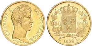 40 Franc Kingdom of France (1815-1830) Oro Carlo X di Francia (1757-1836)