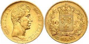 40 Franc Kingdom of France (1815-1830) Oro Carlo X di Francia (1757-1836)