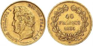 40 Franc Monarquía de Julio (1830-1848) Oro Luis Felipe I de Francia  (1773 -1850)