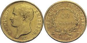 40 Franc Primo Impero francese (1804-1814) Oro Napoleone Bonaparte(1769 - 1821)