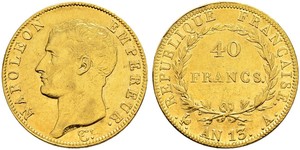 40 Franc Primo Impero francese (1804-1814) Oro Napoleone Bonaparte(1769 - 1821)