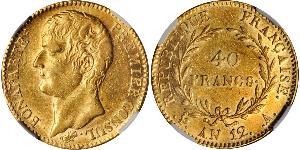 40 Franc Primo Impero francese (1804-1814) Oro Napoleone Bonaparte(1769 - 1821)