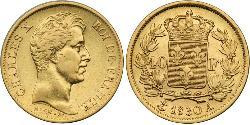 40 Franc Reino de Francia (1815-1830) Oro Carlos X de Francia (1757-1836)