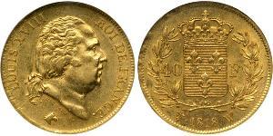 40 Franc Reino de Francia (1815-1830) Oro Luis XVIII de Francia (1755-1824)
