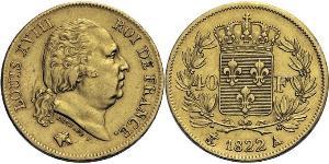 40 Franc Reino de Francia (1815-1830) Oro Luis XVIII de Francia (1755-1824)