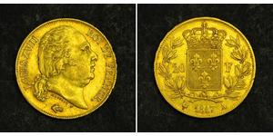 40 Franc Reino de Francia (1815-1830) Oro Luis XVIII de Francia (1755-1824)