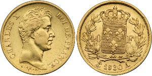 40 Franc Reino de Francia (1815-1830) Oro Carlos X de Francia (1757-1836)