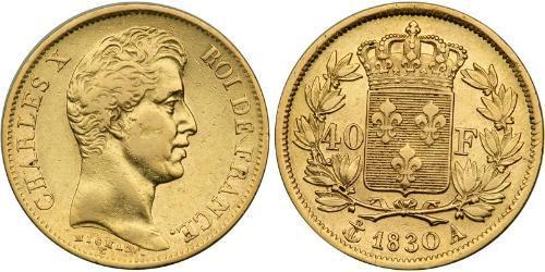 40 Franc Reino de Francia (1815-1830) Oro Carlos X de Francia (1757-1836)