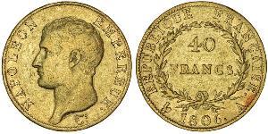 40 Franc 法兰西第一帝国 (1804 - 1814) 金 拿破仑一世(1769 - 1821)