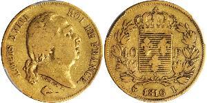40 Franc 波旁复辟 金 路易十八 (1755 - 1824)
