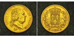 40 Franc 波旁复辟 金 路易十八 (1755 - 1824)
