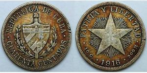 40 Сентаво Cuba (1898 - ) Серебро 