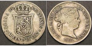 40 Сентимо Испания Серебро Isabella II of Spain (1830- 1904)