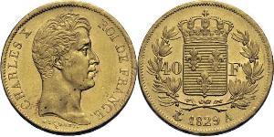 40 Франк Kingdom of France (1815-1830) Золото Карл X король Франции (1757-1836)