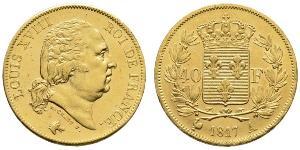 40 Франк Kingdom of France (1815-1830) Золото Людовик XVIII (1755-1824)