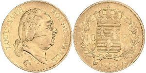 40 Франк Kingdom of France (1815-1830) Золото Людовик XVIII (1755-1824)