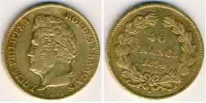 40 Франк Июльская монархия (1830-1848) Золото Луи-Филипп I (1773 -1850)
