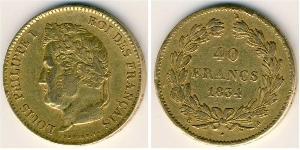 40 Франк Июльская монархия (1830-1848) Золото Луи-Филипп I (1773 -1850)