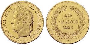 40 Франк Июльская монархия (1830-1848) Золото Луи-Филипп I (1773 -1850)